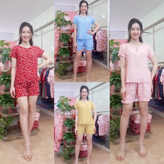 Bộ đùi cộc lanh Thái họa tiết hoa cúc to