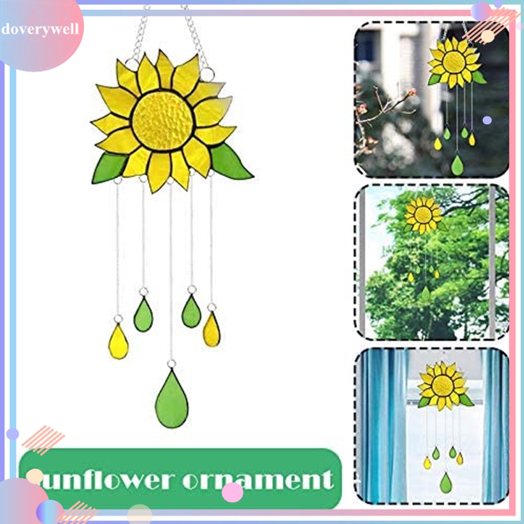 Chuông Gió Treo Cửa Sổ Phòng Ngủ Bằng Kim Loại Họa Tiết Hoa Hướng Dương