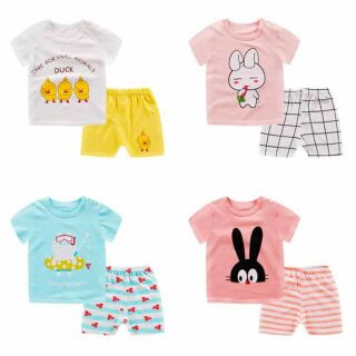 Set 2 bộ cotton mặc hè cho bé