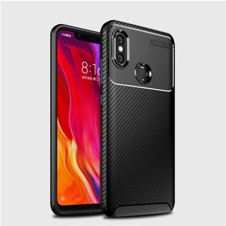 Ốp điện thoại silicone họa tiết sợi cacbon thời trang cho Xiaomi Mi 8