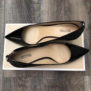 Giày Michael Kors Flex Kitten Pump Black Da Bóng