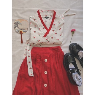 Áo Hanbok hoa trơn vintage