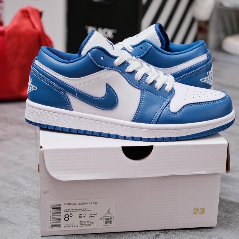 Phiên Bản Điều Chỉnh • Nguyên bản SC | Giày Sneaker Cổ Thấp - Jordan 1 Low " Dark Marina Blue "