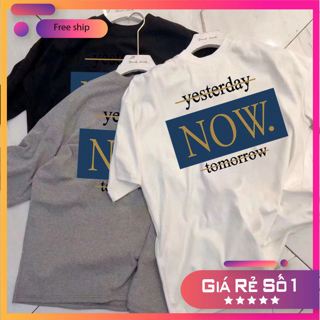 Áo Thun Tay Lỡ Unisex Form Rộng Nam Nữ NOW YESTERDAY Basic Tee Phong Cách Hàn Quốc
