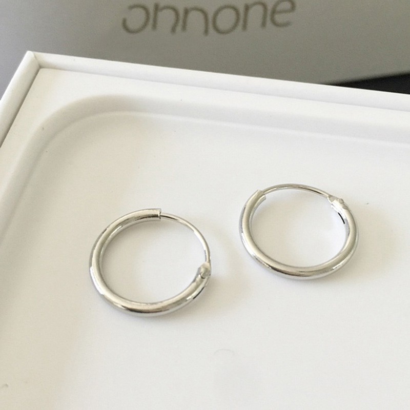 Khuyên Tai Tròn Kim Loại Sáng Bóng