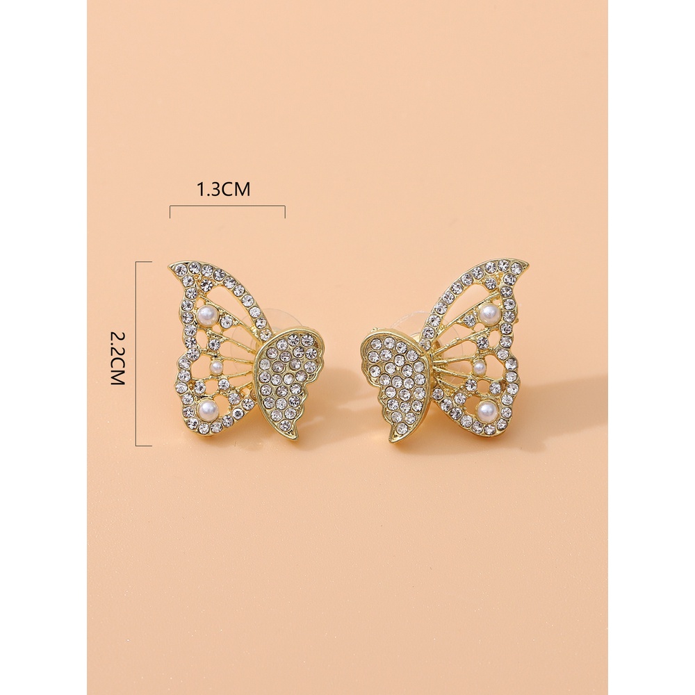 Bông Tai Hình Bướm Sau Lưng Đính Đá Phong Cách Hàn Quốc Dành Cho Nữ