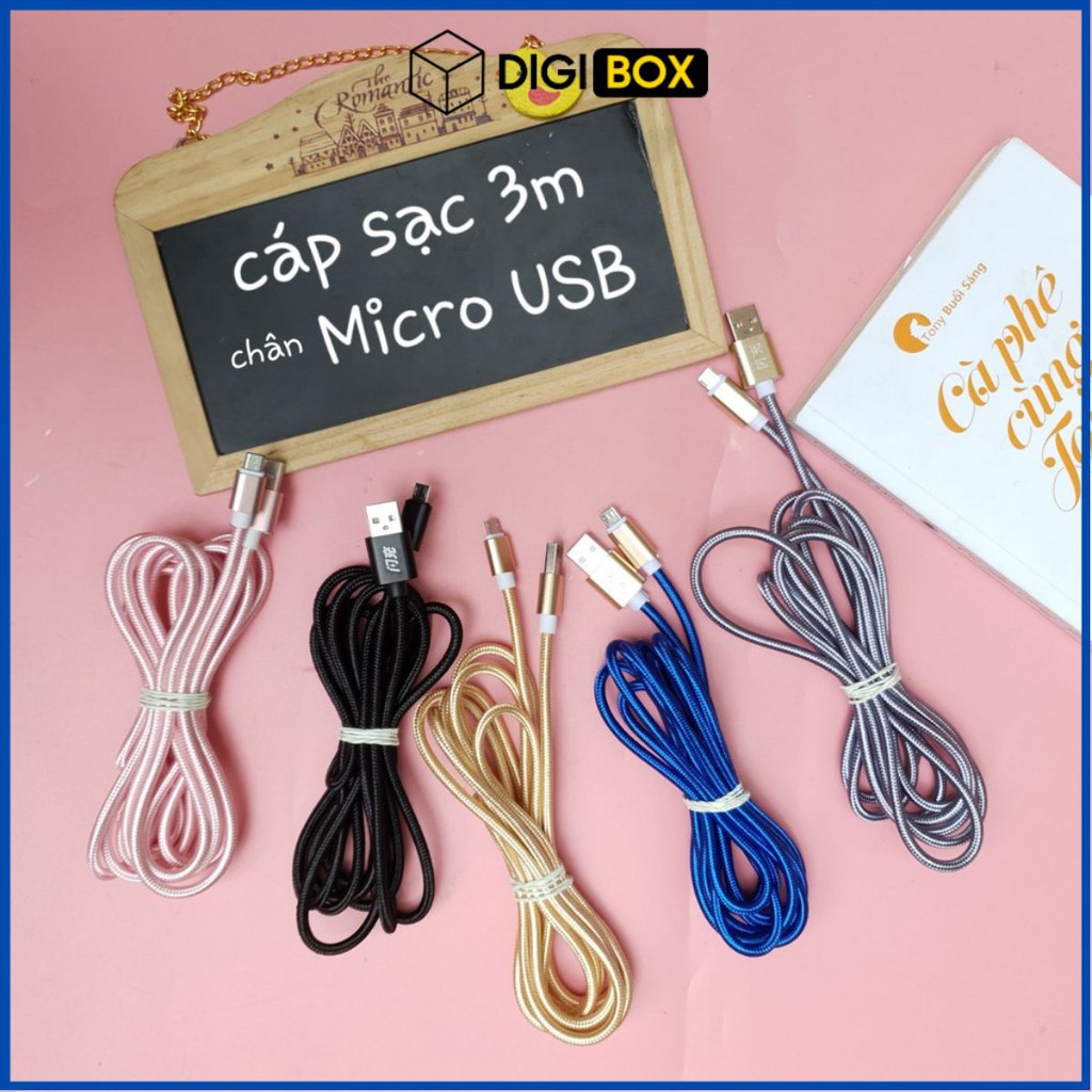 Dây Sạc Samsung Oppo 🔥FREESHIP🔥 Khi Nhập [CAP SAC] Cáp Sạc MicroUSB Dây Dù Chồng Đứt Dài 3M