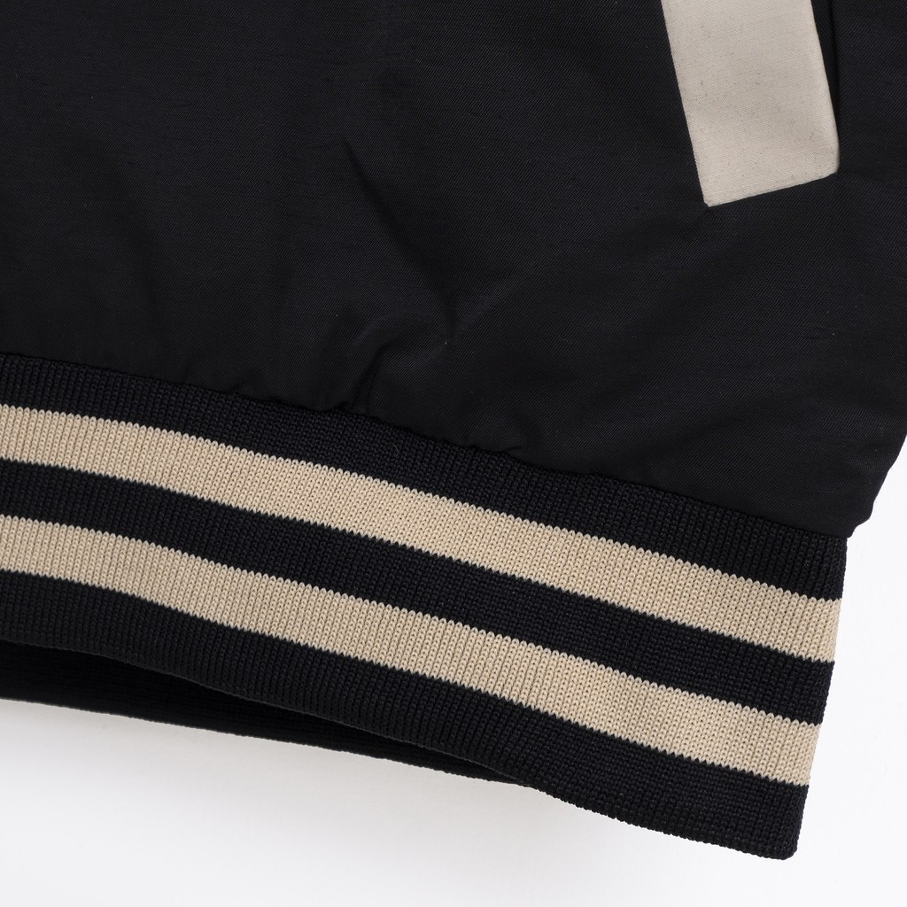 Áo khoác bomber "CREW" - Đen/Kem | BigBuy360 - bigbuy360.vn