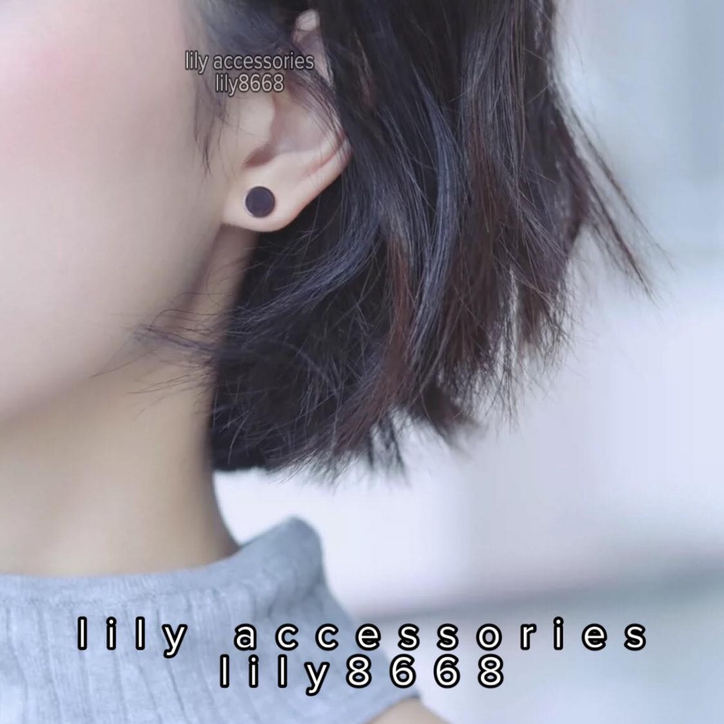 khuyên tai đen tròn cho nam nữ