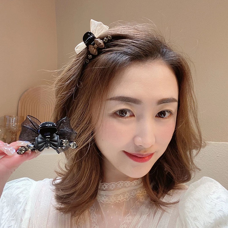 Kẹp Tóc Hình Nơ Đính Đá Phong Cách Hàn Quốc Thời Trang Cho Nữ