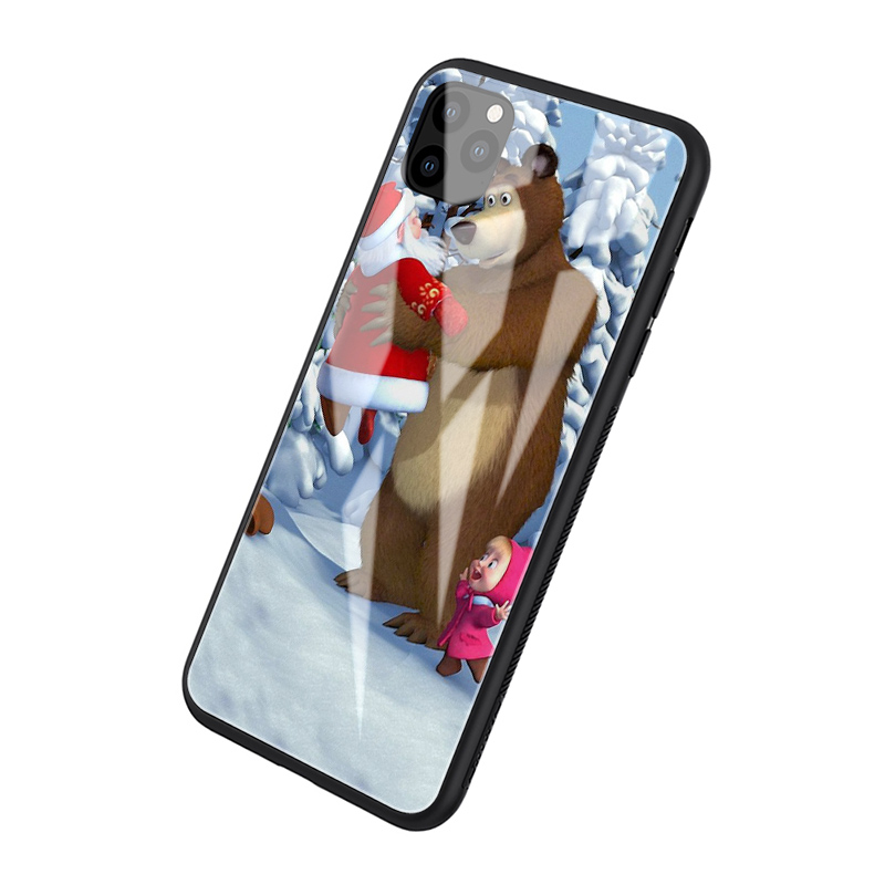 Ốp lưng điện thoại iPhone 11 Pro XS Max X XR 8 7 6S 6 Plus 5S 5 SE 2020 D59 hình Cô bé Masha và chú Gấu xiếc