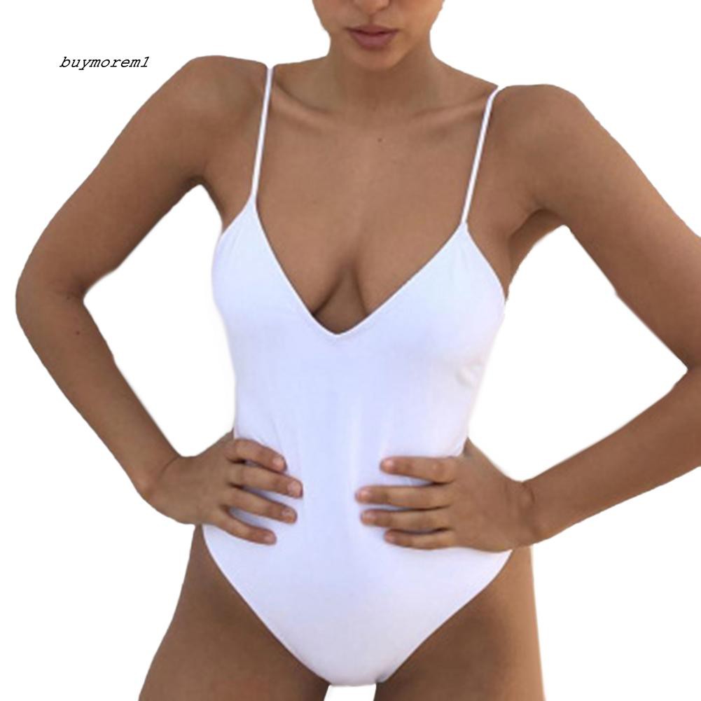 Bộ bikini 1 mảnh có đệm hở lưng màu trơn gợi cảm cho nữ | BigBuy360 - bigbuy360.vn