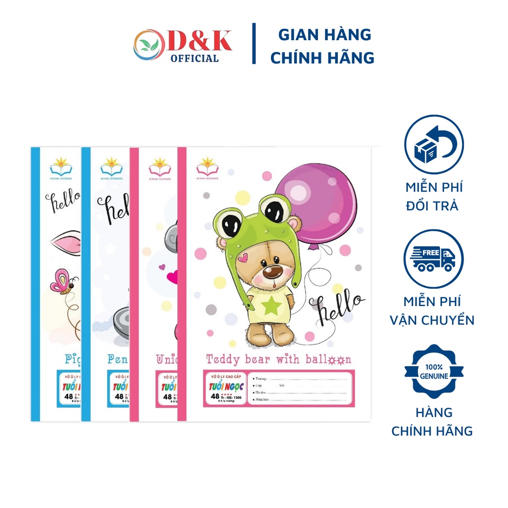 Vở Ô Ly Hải Tiến Tuổi Ngọc 48-80 Trang Thiết Kế Dễ Thương Dành Cho Học Sinh Tiểu Học Và Bé Tập Viết