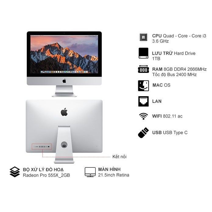 Máy tính để bàn Apple iMac Retina 4K Core i3 3.6GHz/RAM 8GB/1TB RP555X MRT32 (Model A2116) - Chính hãng | WebRaoVat - webraovat.net.vn