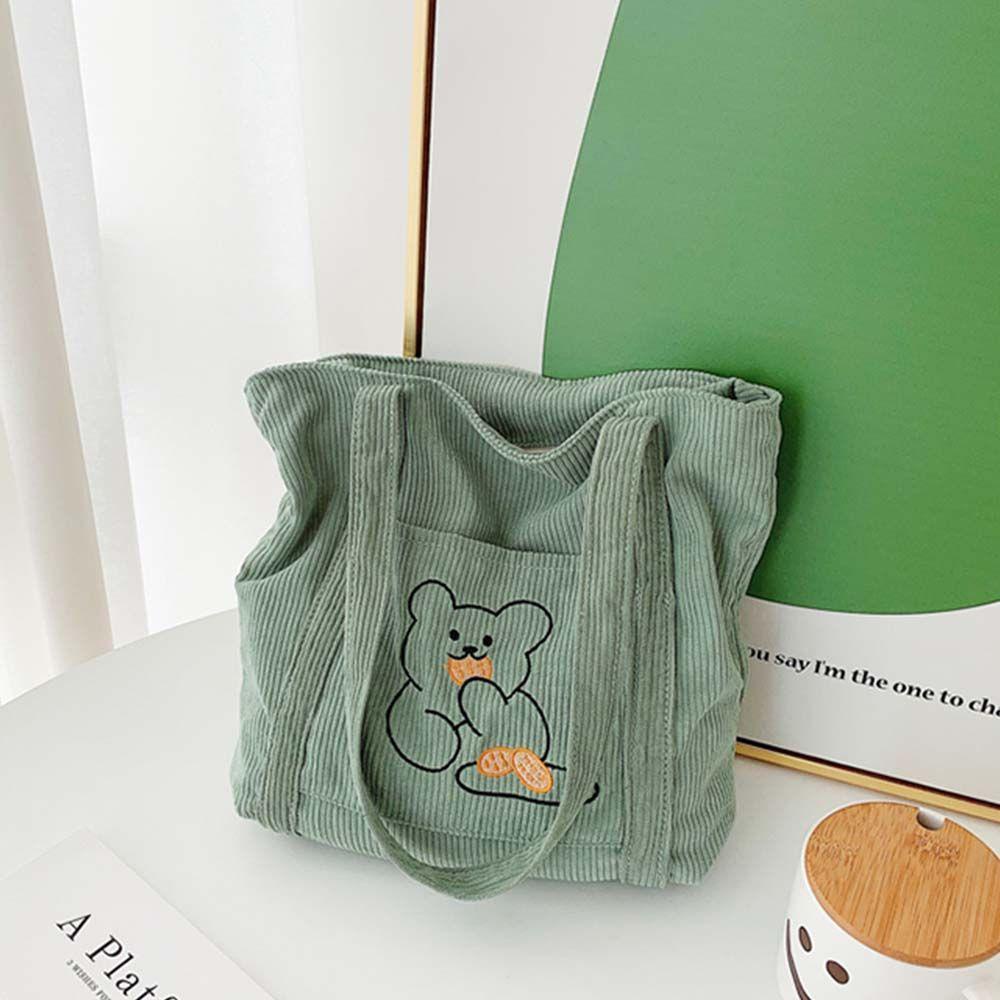 Túi Xách Tay Đựng Điện Thoại / Tiền Xu Bằng Vải Nhung Mềm In Họa Tiết Gấu Hoạt Hình Dễ Thương Cho Bạn Gái