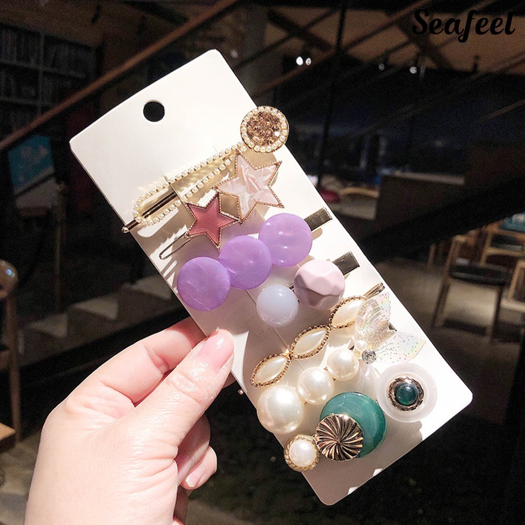 Set 6 / 7 / 8 Kẹp Tóc Đính Ngọc Trai Giả Thời Trang Nữ