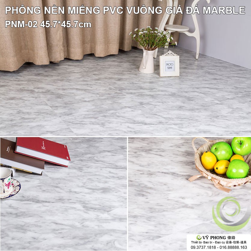 PHÔNG NỀN PVC MIẾNG VUÔNG HOẠ TIẾT ĐÁ MARBLE CAO CẤP DÀY 1.8MM 3D PNM