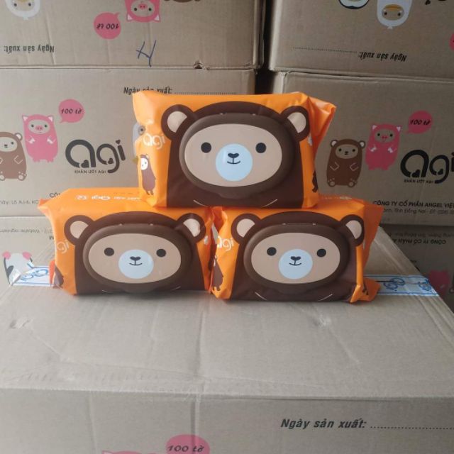[Giao màu ngẫu nhiên] Khăn ướt Agi 100 tờ không mùi