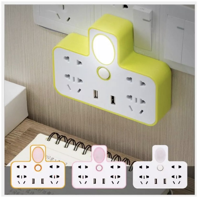 Bộ Ổ Điện Chia 2 Cổng USB Có Đèn Led (Giao Màu Ngẫu Nhiên).