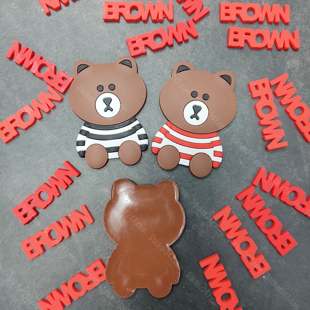 Hình dán Gấu Brown dễ thương bằng Silicon dẻo DIY dùng trang trí, decor, dán ốp lưng điện thoại, balo, sách...