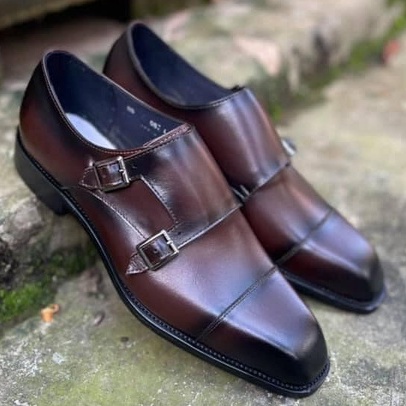 Giầy lười tây nam cao cấp đế gỗ phíp da bò thật bảo hành 1 năm kiểu dáng Double Monkstrap - Mã T160