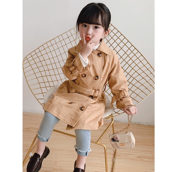 Áo khoác gió IQ ANGEL dáng dài phong cách phương Tây cho bé gái