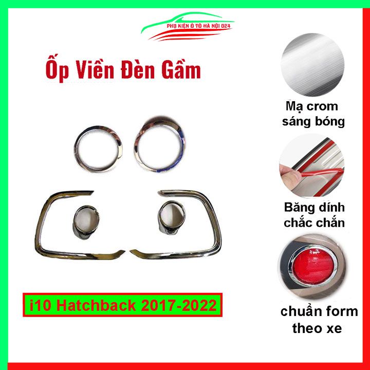 Ốp viền đèn gầm trước sau xe  i10 Hatchback 2017-2021 mạ Crom chống trầy trang trí làm đẹp xe