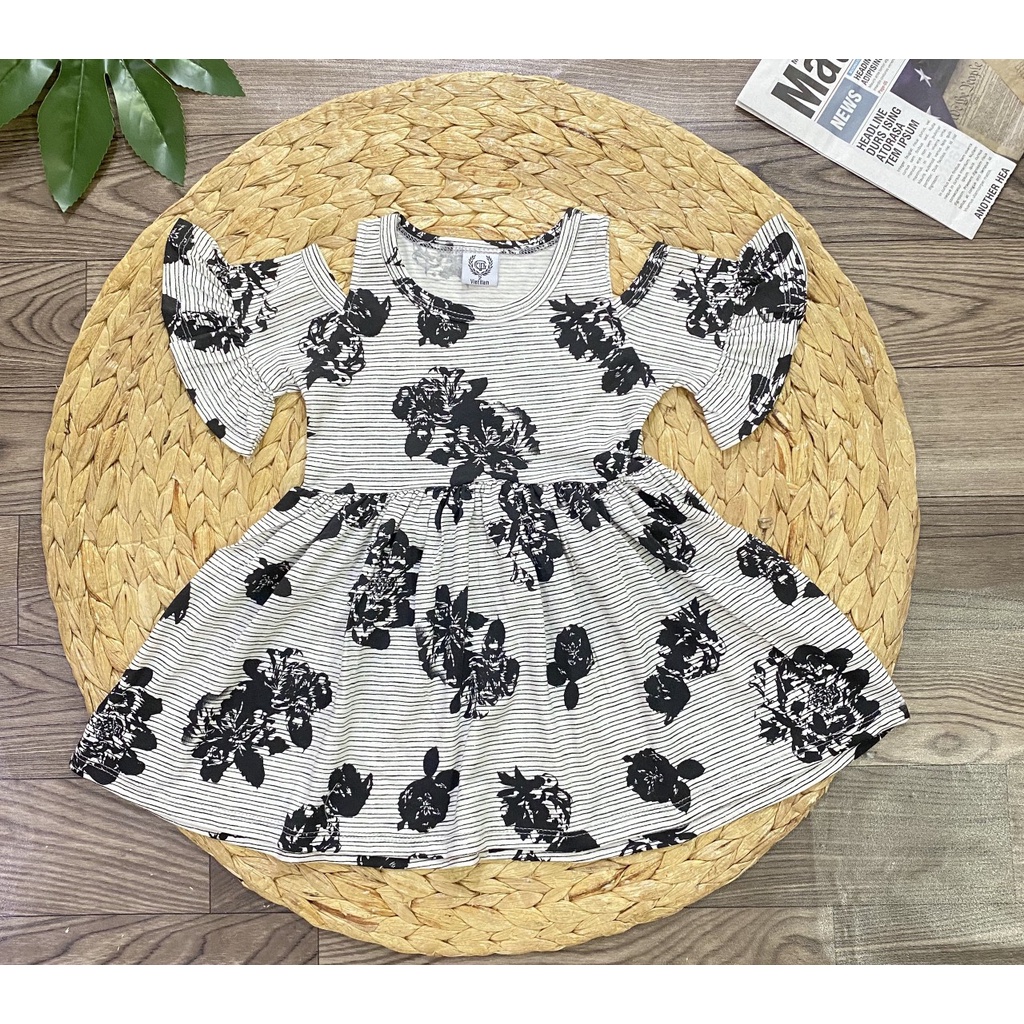 CHỌN MẪU link 2- Váy đầm cho bé kiểu rớt vai tay xẻ, váy cộc tay cotton xuất dư, thun lạnh mềm mát đồ bộ bé gái shop NEM