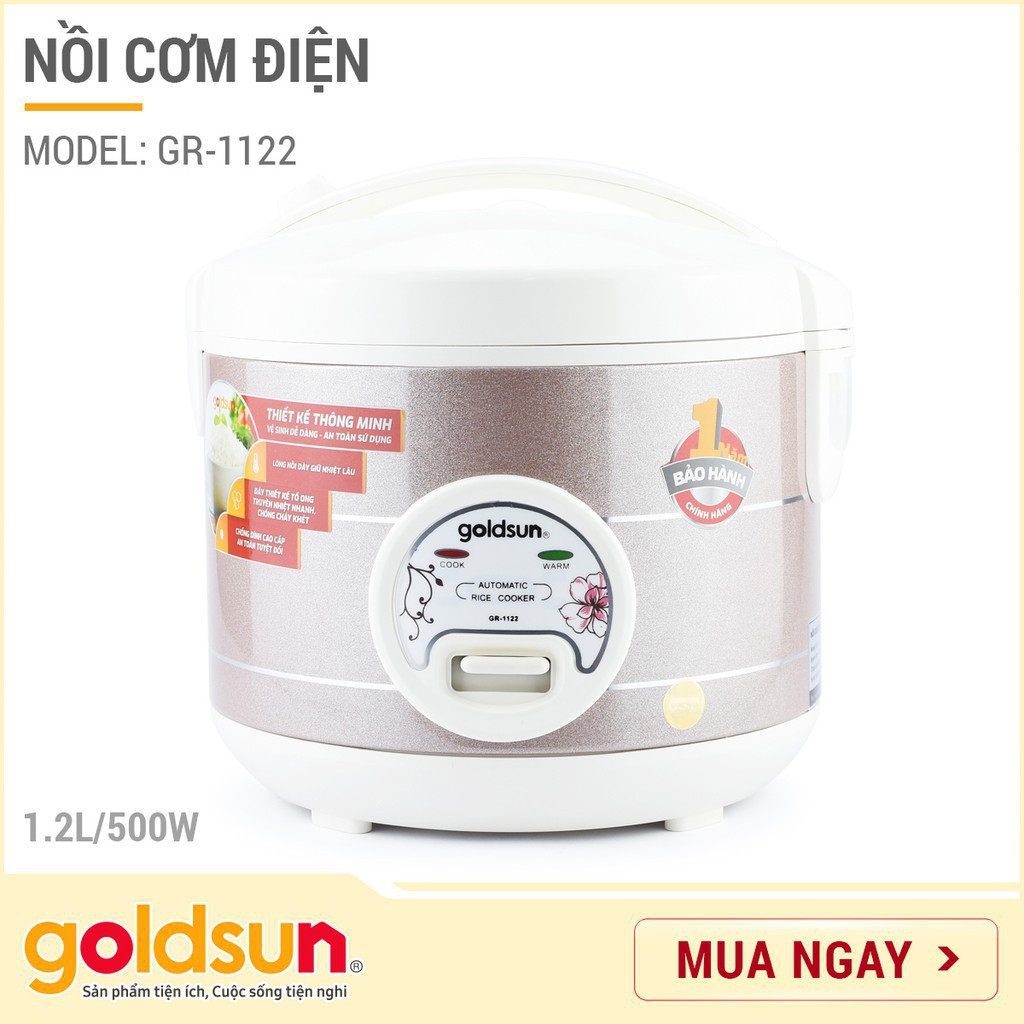 Nồi cơm điện mini GOLDSUN GR-1122 1.2L-Thiết Kế Sang Trọng- Công Nghệ Cao Cấp- Tiêu Chuẩn Quốc Tế