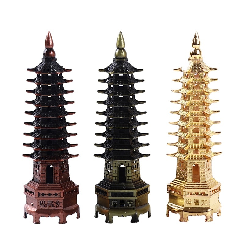 Zinc Alloy 3D Model China Wenchang Pagoda Tower Statue Souvenir Gift Home Decoration Metal Handicraft