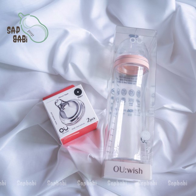 Bình Sữa OU WISH (ouwish) Nội Địa Hàn Quốc 140ml/260ml TẶNG KÈM Nắp Đậy Bình Sữa (Hỗ trợ đổi núm)