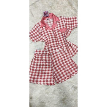 Bộ Quỳnh Anh áo croptop quần đùi lụa mango cao cấp sale