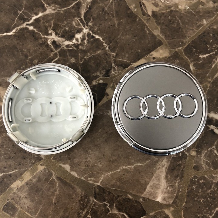 Logo biểu tượng Audi  chụp mâm, vành, bánh xe ô tô đường kính 77cm - 2 màu: Đen và Xám - Mã sản phẩm AUD77