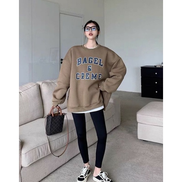 [Rẻ Vô Địch] Áo swt nỉ cổ tròn cotton tay bồng ------- ÁO NỈ SWEATER BAGEL & CREME | BigBuy360 - bigbuy360.vn