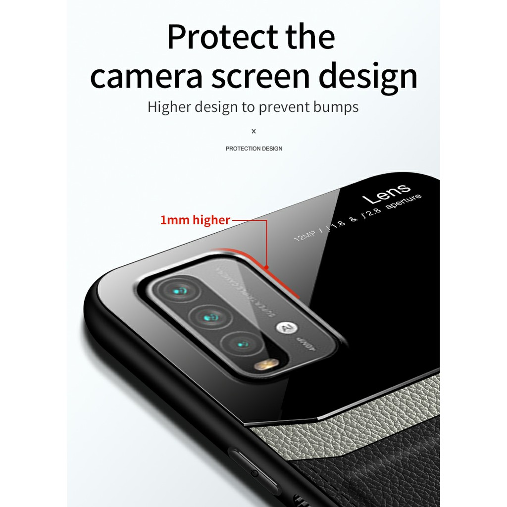 Ốp lưng Xiaomi Redmi 9T / Poco M3 chống sốc Kính Da cao cấp siêu đẹp
