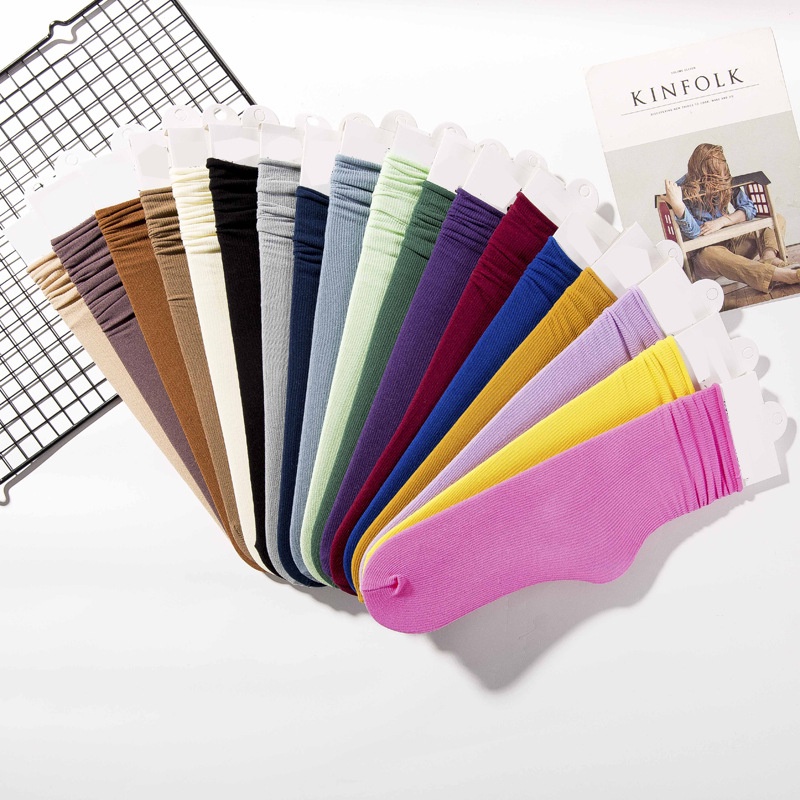 Tất vớ cổ cao nữ trắng gân nhún phong cách Hàn Quốc chất cotton siêu mỏng mềm thoáng khí Hottrend 2022 đẹp rẻ ABICA T103