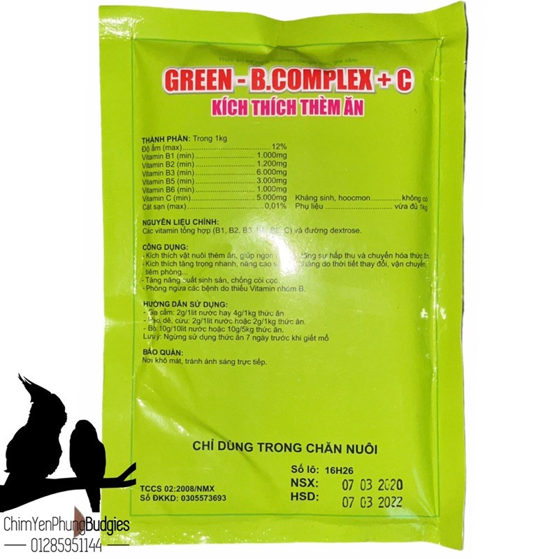Vitamin B complex C kích thích thèm ăn, bổ sung vitamin cho vật nuôi.