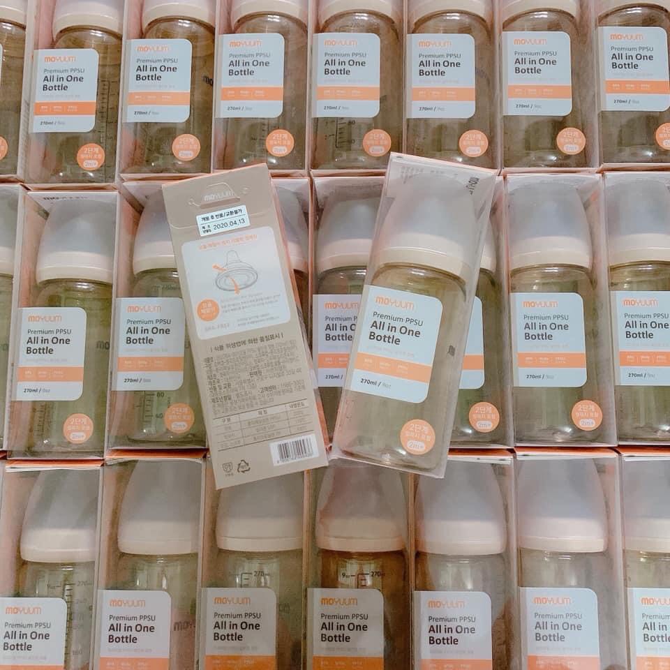 Free Ship- Bình sữa Moyuum Chính hãng Hàn Quốc, bình sữa Moyuum 170ml 270ml hỗ trợ đổi núm tại HcM, phụ kiện ống hút moy