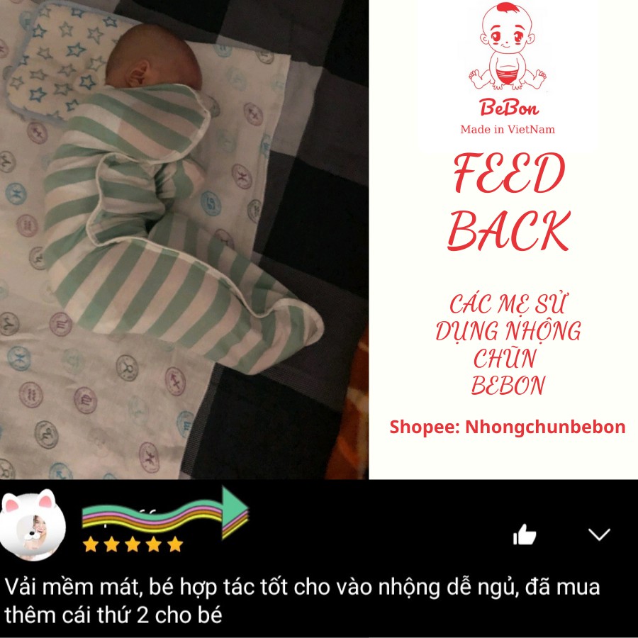 Nhộng Chũn Bebon Giúp Bé Ngủ Ngon Tránh Giật Mình , quấn chũn , chũn chính hàng có hộp và tặng quà cho bé