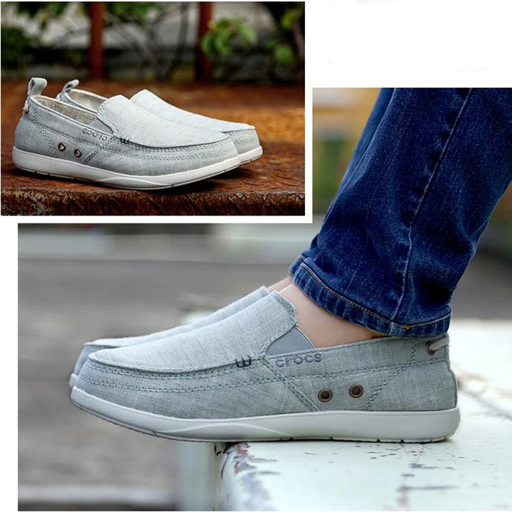 giày lười vải thô cá sấu walu chambray đi bộ, đi chơi, đi làm, chống hôi chân cho nam | BigBuy360 - bigbuy360.vn