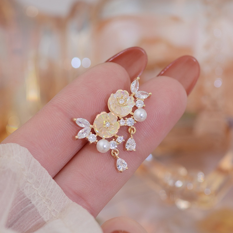 Khuyên tai RINHOO thiết kế hoa đính đá tùy chọn kiểu thời trang xinh xắn cho nữ