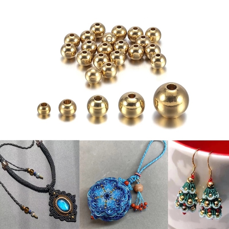 Phụ kiện hạt tròn bằng đồng thau tự nhiên dùng làm trang sức