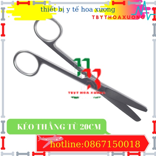 [Hàng Chính Hãng] Kéo Y Tế Thẳng Hai Đầu Tù 20cm Parkistan - Kéo Cắt Thuốc 20cm