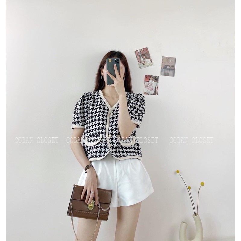 [Freeship Mặc Là Xinh] Áo Dạ Kẻ Ziczac Khuy Ngọc, Áo Dạ Viện 2 Lớp Tay Cộc ( có ảnh thật+video) | BigBuy360 - bigbuy360.vn