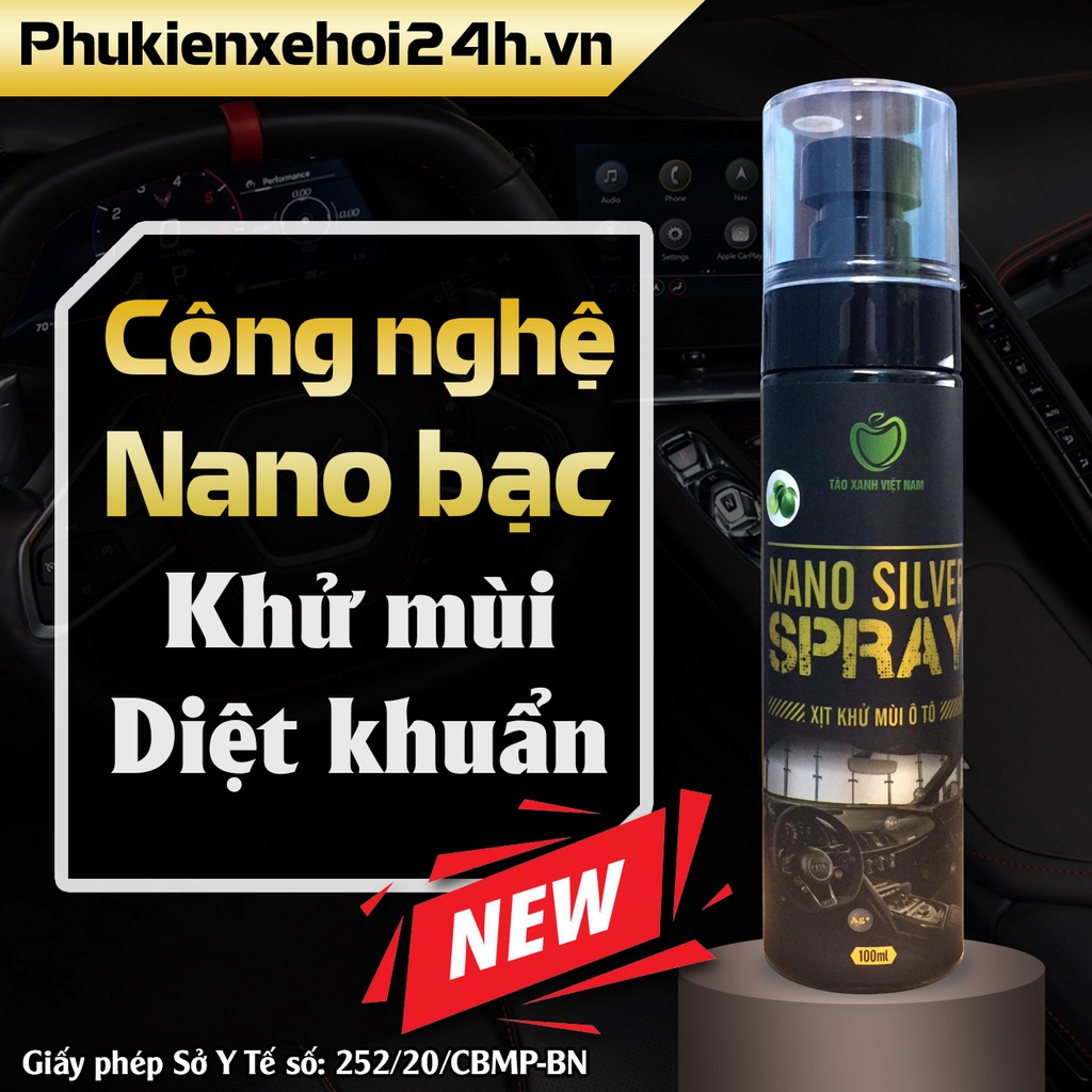 Xịt khử mùi ô tô Nano Silver Spray - Công nghệ nano bạc diệt khuẩn, nấm gây mùi triệt để