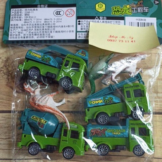 Bộ đồ chơi xe công trình kèm khủng long cho bé