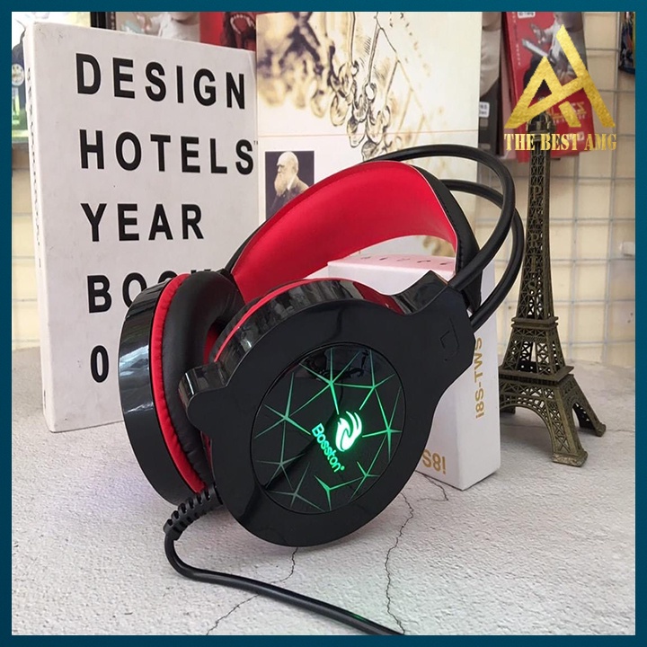 Tai Nghe Headphone Gaming Đèn LED 7 Màu Có Mic BOSSTON HS-09 Tai Nghe Nhạc Máy Vi Tính PC Laptop Chuyên Game Có Dây