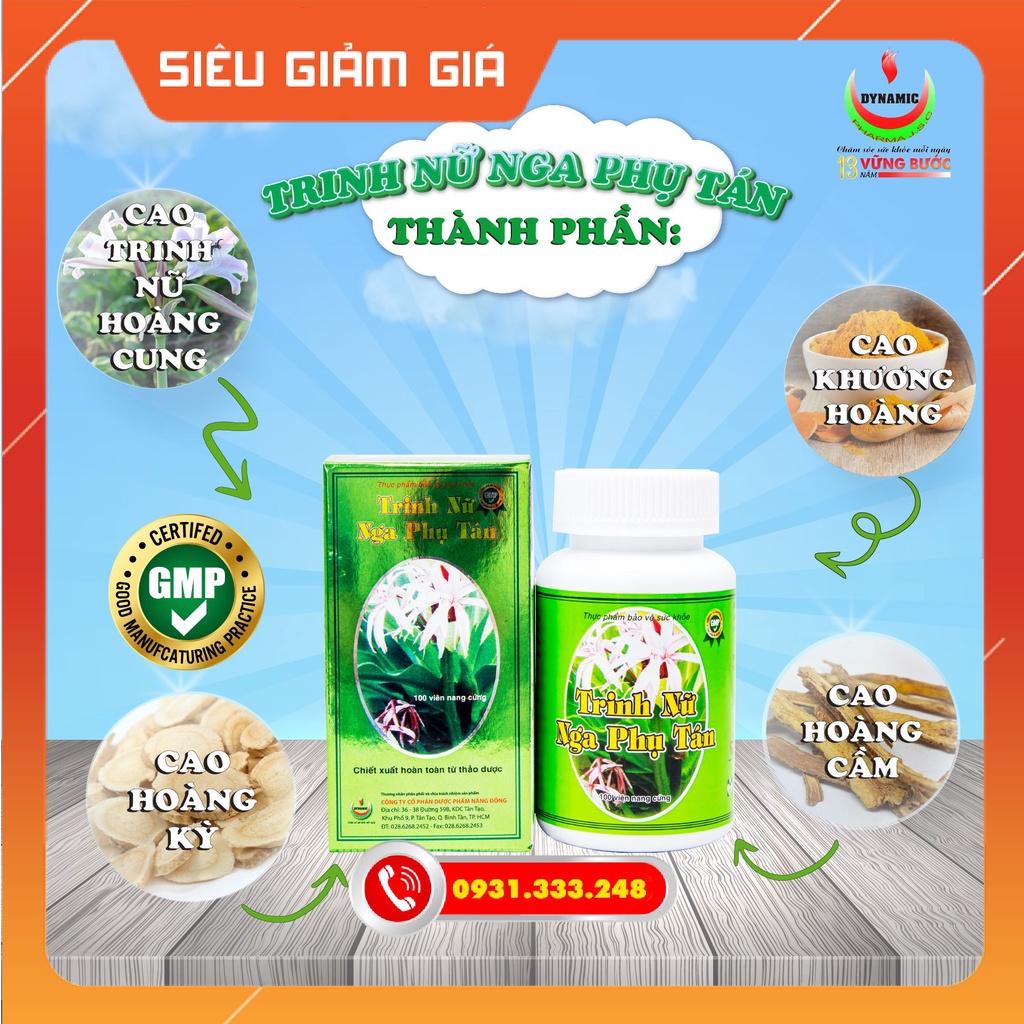 Phòng u xơ tử cung u nang buồng trứng Trinh Nữ Nga Phụ Tán Lọ 100 viên