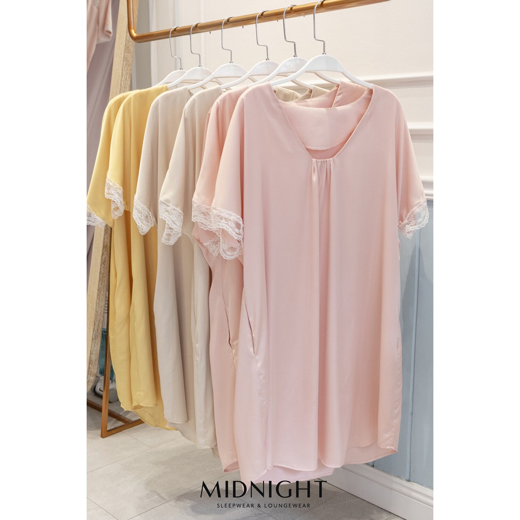 Đầm suôn ngắn tay ren - Midnight sleepwear