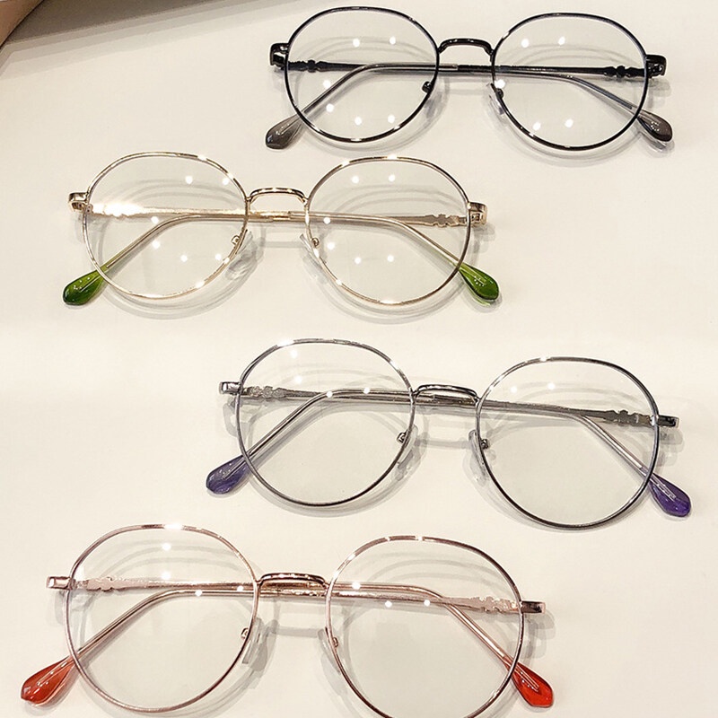 Mắt Kính Gọng Oval Kim Loại Chống Ánh Sáng Xanh Thời Trang Unisex